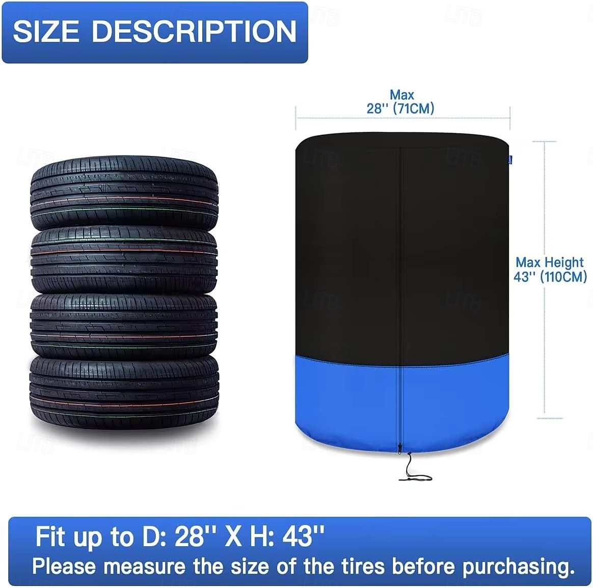 Capas para armazenamento de pneus, capa grande para pneus de inverno, impermeável, com bolsa de armazenamento prática, capa resistente às intempéries para empilhar pneus (comporta 4 pneus, diâmetro de de 2026 por $18.99 –P4