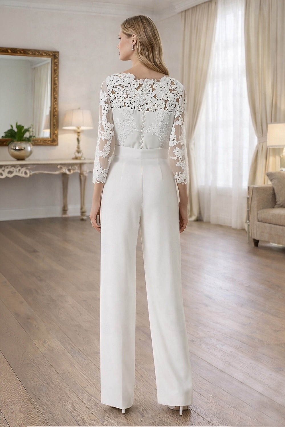 Ολόσωμη φόρμα Μακρύ Φορεματα για γαμο Απλός Καθημερινό Μακρυμάνικο Λαιμός ψευδαίσθησης Δαντέλα Ύφασμα Stretch με Ζωνάρια / Κορδέλες Κρυστάλλινη λεπτομέρεια Διακοσμητικά Επιράμματα 2026 - $183.99 –P4