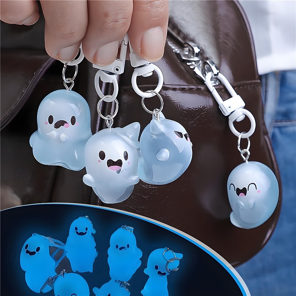 6 Pcs Glow in The Dark Ghost Keychains,  Cute Kawaii Mini Cartoon Resin Ghost Key Chain Charms for Backpacks, Bags, Halloween Party Favors, Gifts for Kids Adults 2026 - $13.49 –P4