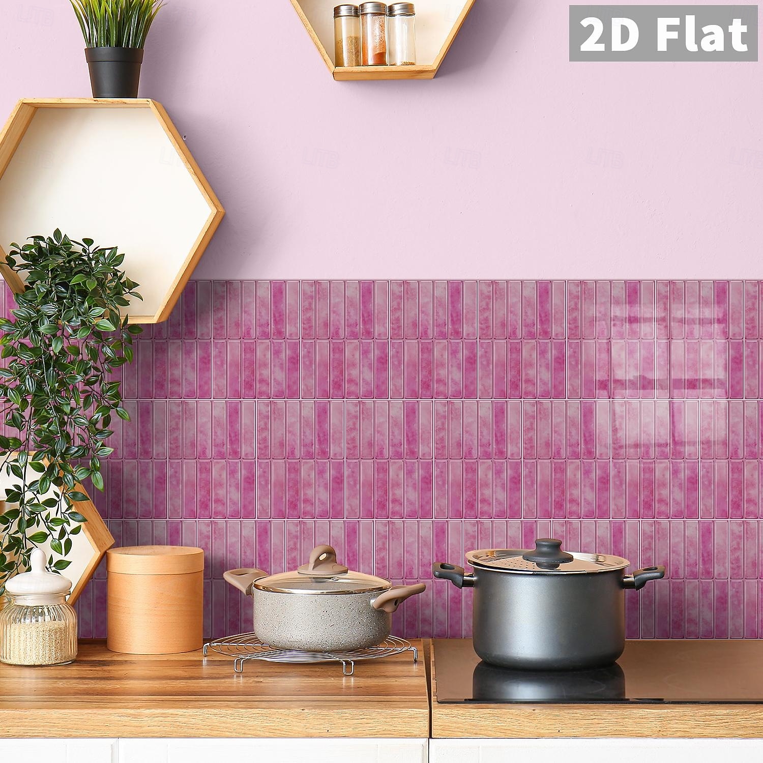 10PCS 17x23cm Peel and Stick Thick Pink Purple Mosaic Pattern PVC Wall Stickers, American Vintage Style Self-Adhesive Removable Wallpaper for Renters, for Bedroom Bathroom Cabinet, Easy to Install 2026 - $32.99 –P6