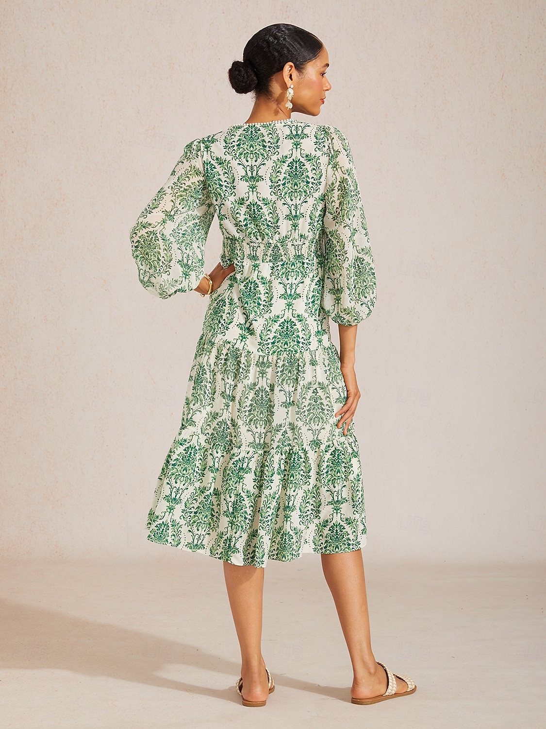 Vestido largo de gasa fluida con estampado barroco exuberante 2026 - $102.99 –P2