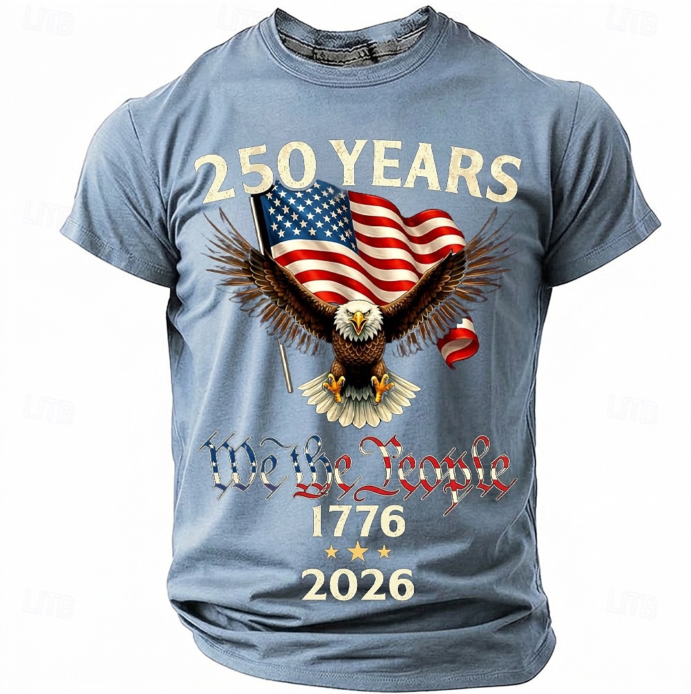 250 Years 1776 2026 We The People Men's Patriotic Bald Eagle American Flag Vintage USA Pride T Shirt Graphic Crew Neck Short Sleeve Independence Day Celebration Gift Designer Clothing Apparel 2026 - $18.99 –P6