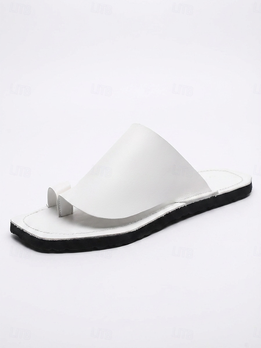 Witte herensandalen met gekruiste bandjes, lichtgewicht, open teen, comfortabele instapschoenen voor de zomer, casual minimalistische schoenen, perfect voor eiland- en cruisevakanties, strandvakanties en wandelingen in resorts. 2026 - $34.99 –P5
