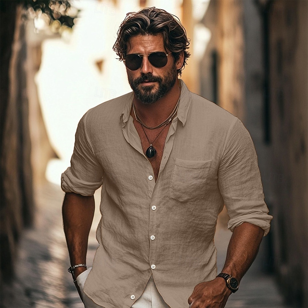 Herre Skjorte Linskjorte Sommerskjorte Strandskjorte Skjorte med knapper Skjorter uten stopp عادي Avslappet Daglig Svart Hvit Lysegrønn Rosa Langermet Aftæpning Sommer Vår & Vinter Klær Knapp ned 2026 - $22.99 –P16