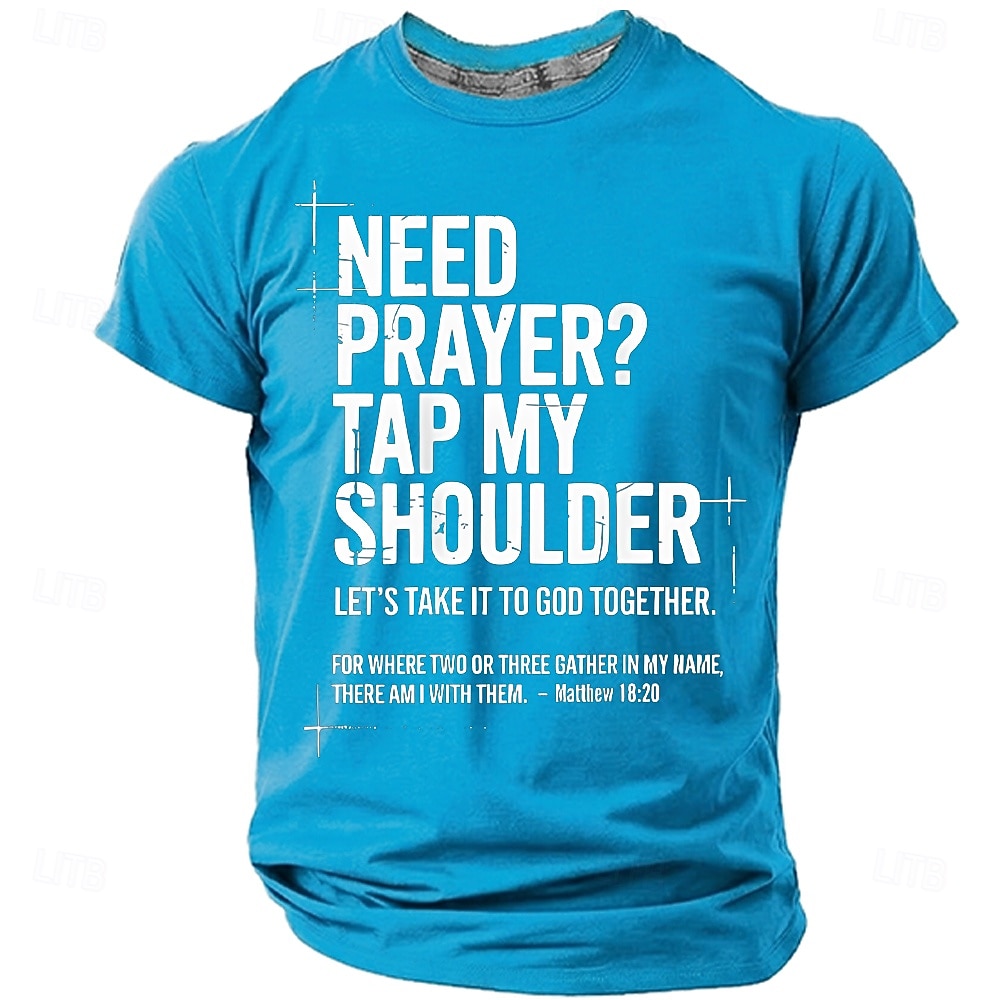 Pánská biblická potřebujete modlitbu klepněte mi na rameno Matouš 18 20 biblický verš křesťanské náboženské víry outreach T tričko grafické volnočasové krátký rukáv církevní oblečení ministerstva 2026 - $19.99 –P4