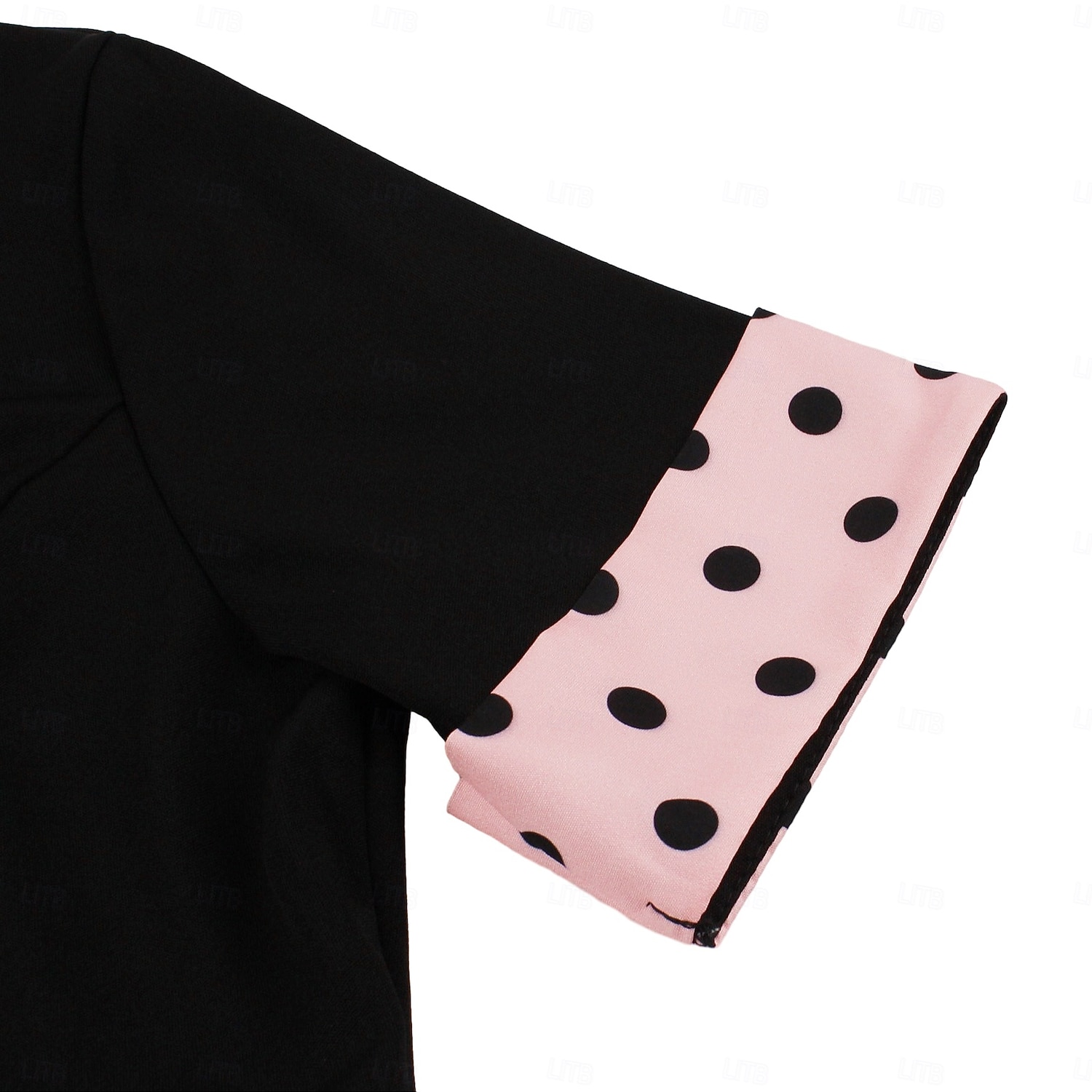 1950s Retro Vintage Rockabilly Midi Dress Swing Dress Flare Dress Short Sleeves With Belt Polka dots Fit & Flare Swing Turndown Fancy Dress Women's Casual Dailywear Tea Party Adults' Dress Spring 2026 - $50.99 –P11