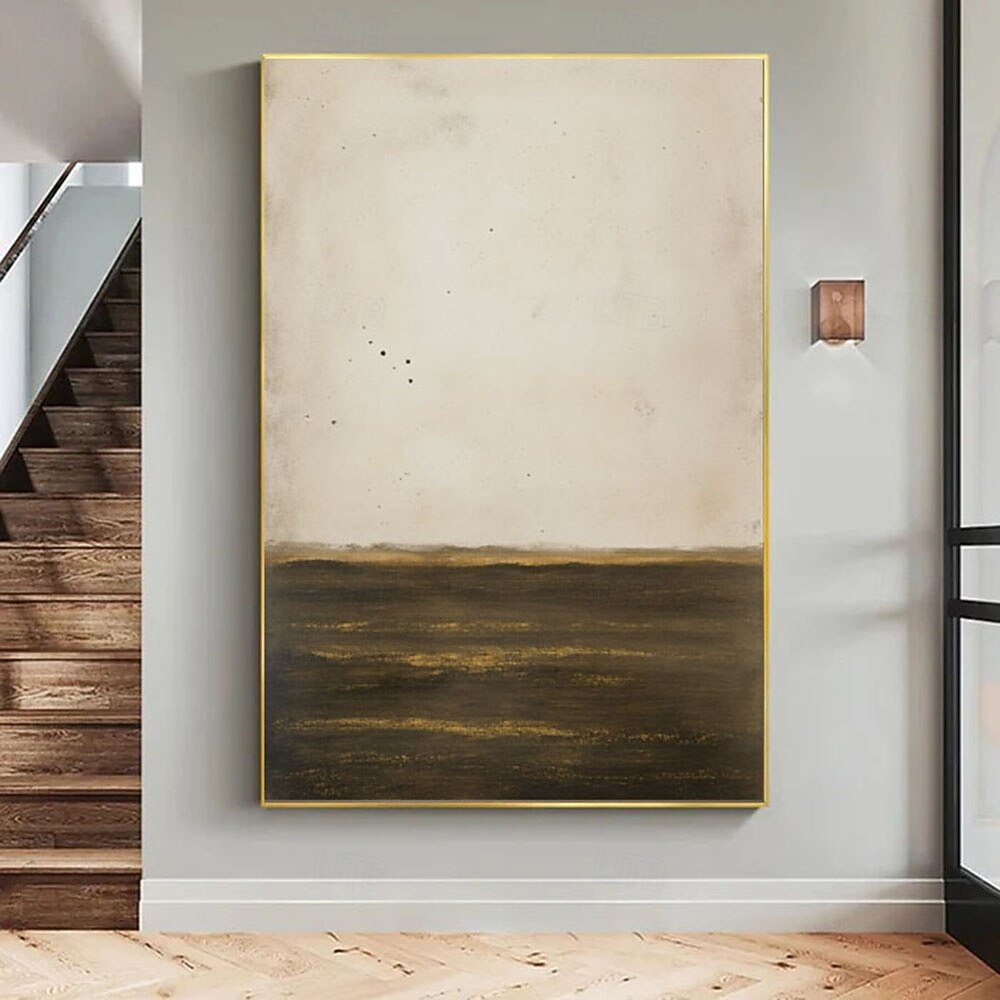Minimalist Calming Landscape Painting On Canvas Large Contemporary Monochromatic Artwork Vertical Wall Decor Brown Beige Canvas Art 2026 - $100.99 –P1