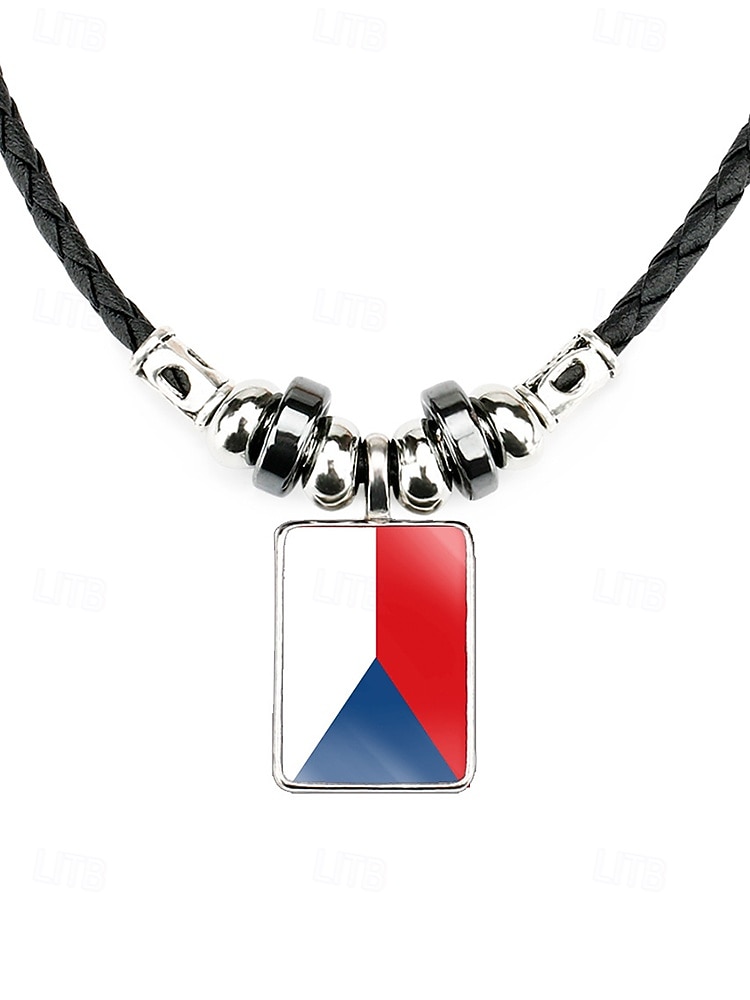 Herren-Legierung &Acryl-Halskette mit Anhängern in Nationalflaggen-Optik, verschiedene Ländermotive, lässiger Boho-Stil, perfekt für Fußballfans, Spieltage und Outdoor-Aktivitäten. &Alltagskleidung 2026 - $7.99 –P9