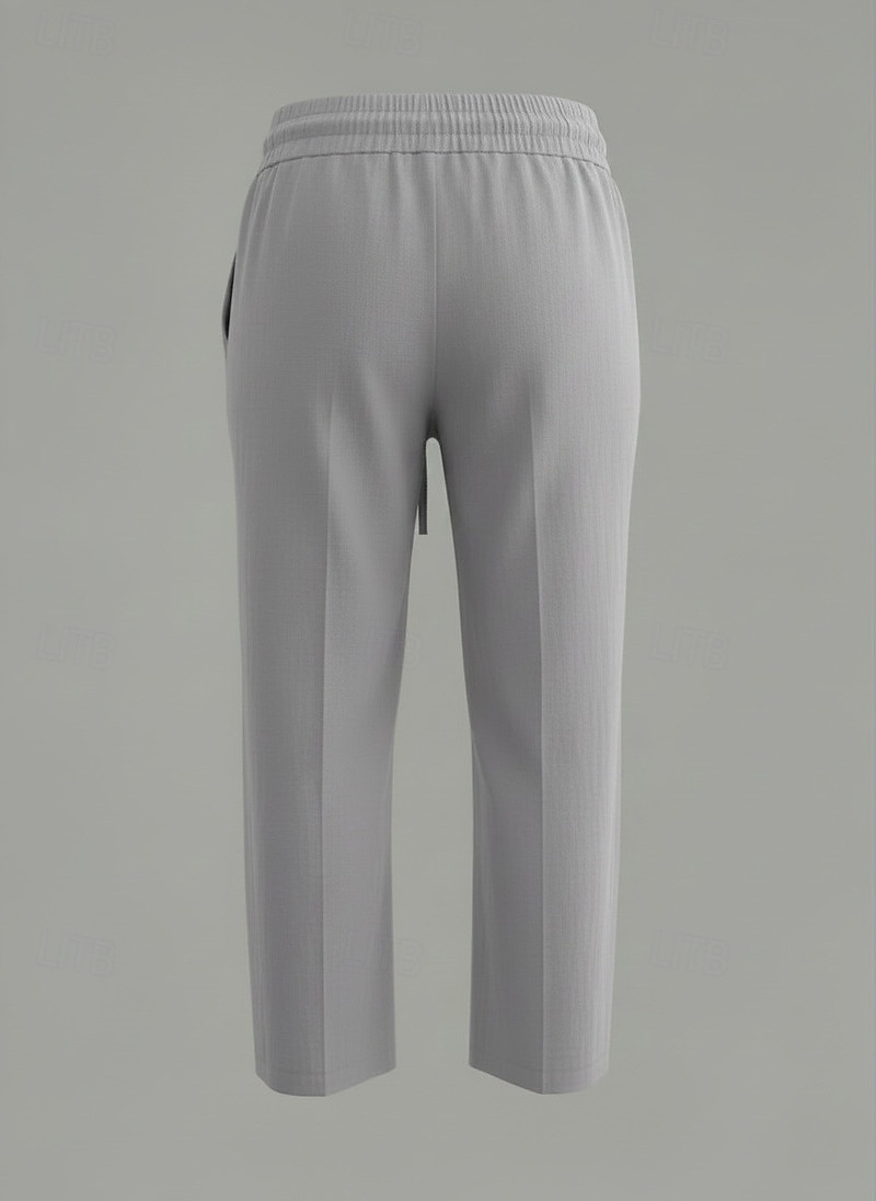 Dame Capri-bukser Linbukser i bomull kinesisk Sommershorts Ferie Grunnleggende Fritid Kalv lengde Høy Midje عادي Lomme Elastisk midje comfy Komfort Myk Elastisk Daglig utendørs Gate Marineblå Vin 2026 - $21.99 –P6