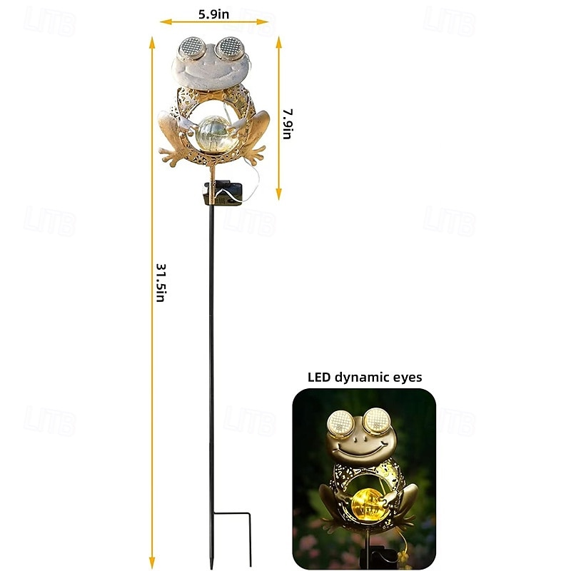 Lampada solare da esterno impermeabile a LED creativa a forma di rana con paletto in ferro, ideale per giardino, cortile, vialetto, prato e illuminazione paesaggistica per ville. del 2026 a $26.99 –P7