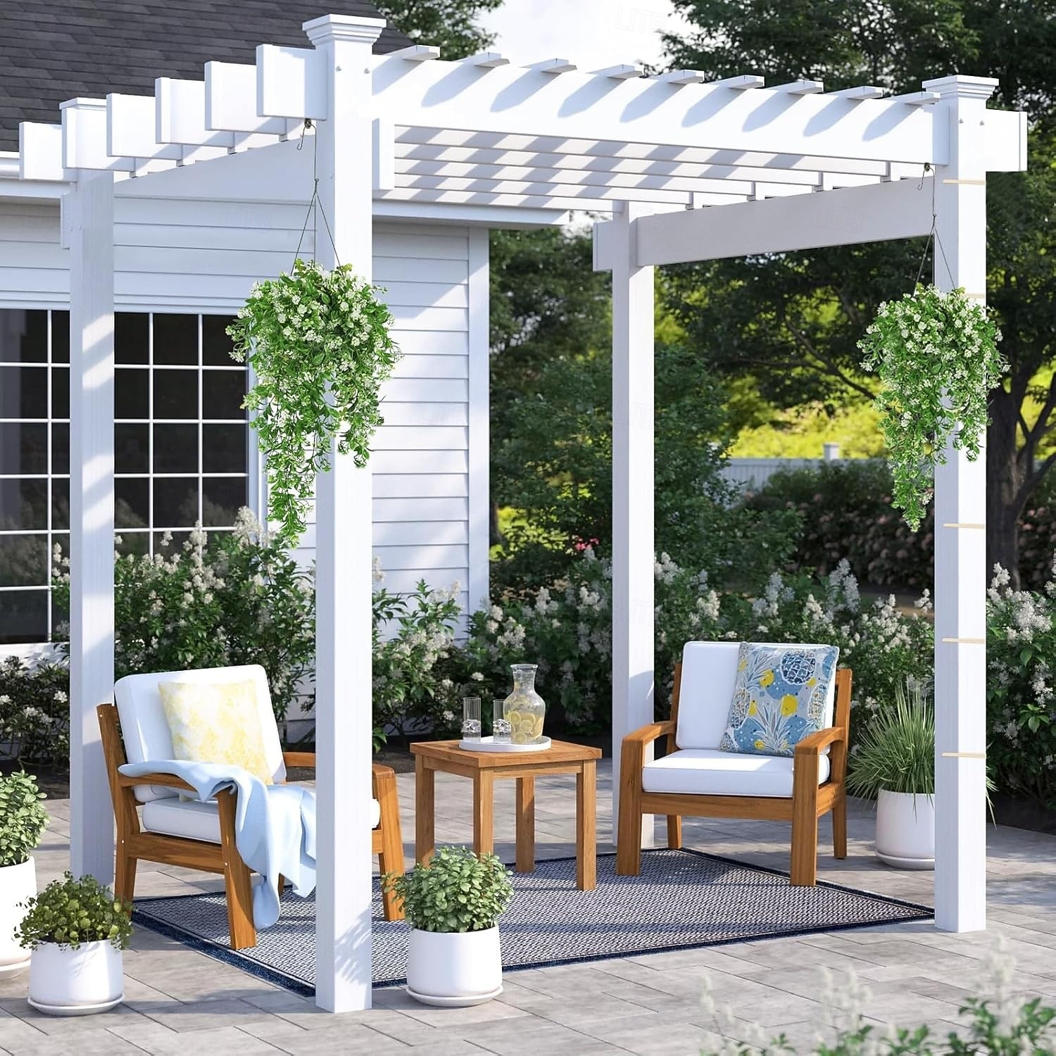 4 künstliche grüne Kunststoffblumen, künstliche Hängepflanzenranken, UV-beständig, geeignet für die Dekoration von Haus- und Gartenwänden, Büros, Hochzeiten, Partys und Hängekörben. 2026 - $21.99 –P10