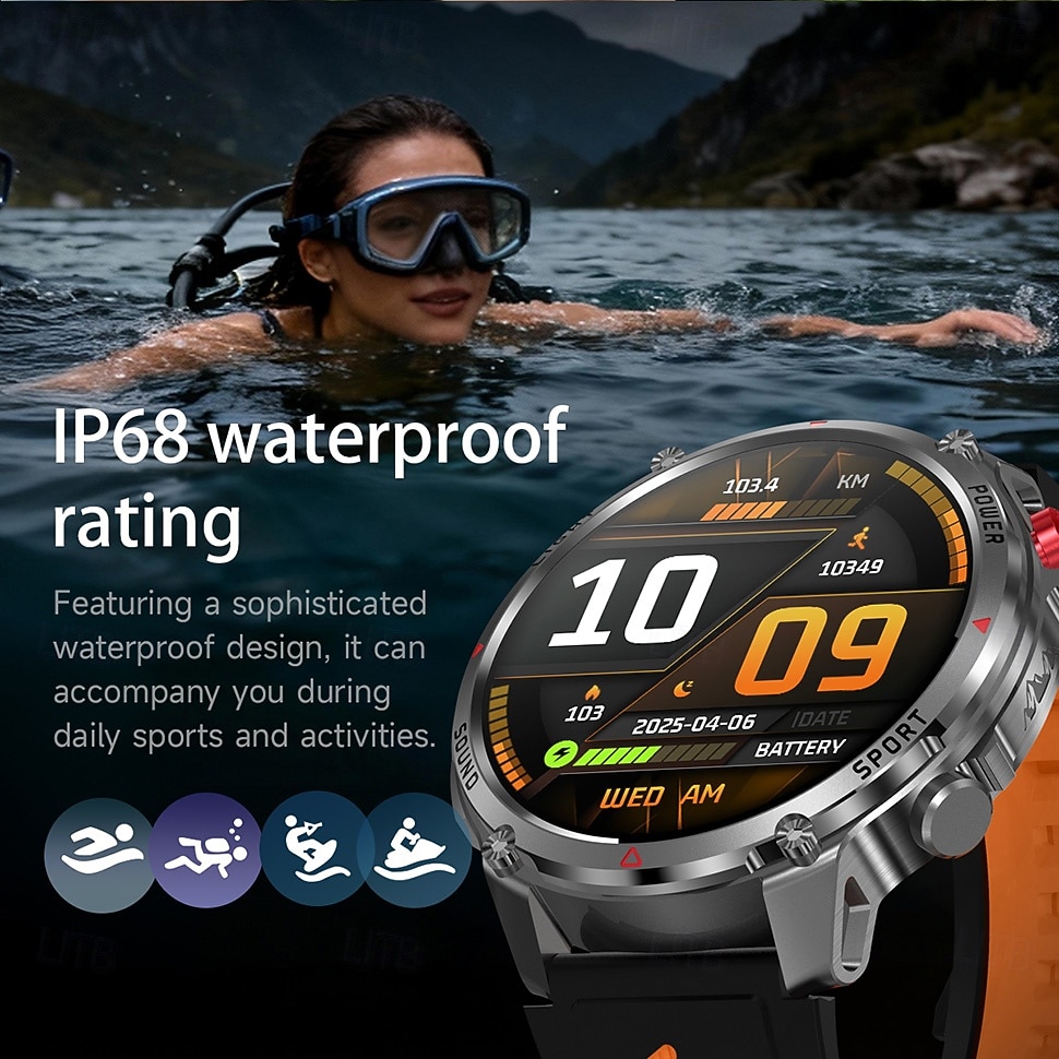 Rugged Military Smart Watch for Men with Bluetooth Call, 1100mAh Battery, LED Flashlight & Compass, IP68 Waterproof Outdoor Tactical Fitness Watch, 100+ Sports Modes Smartwatch for Android iOS 2026 - $54.99 –P9