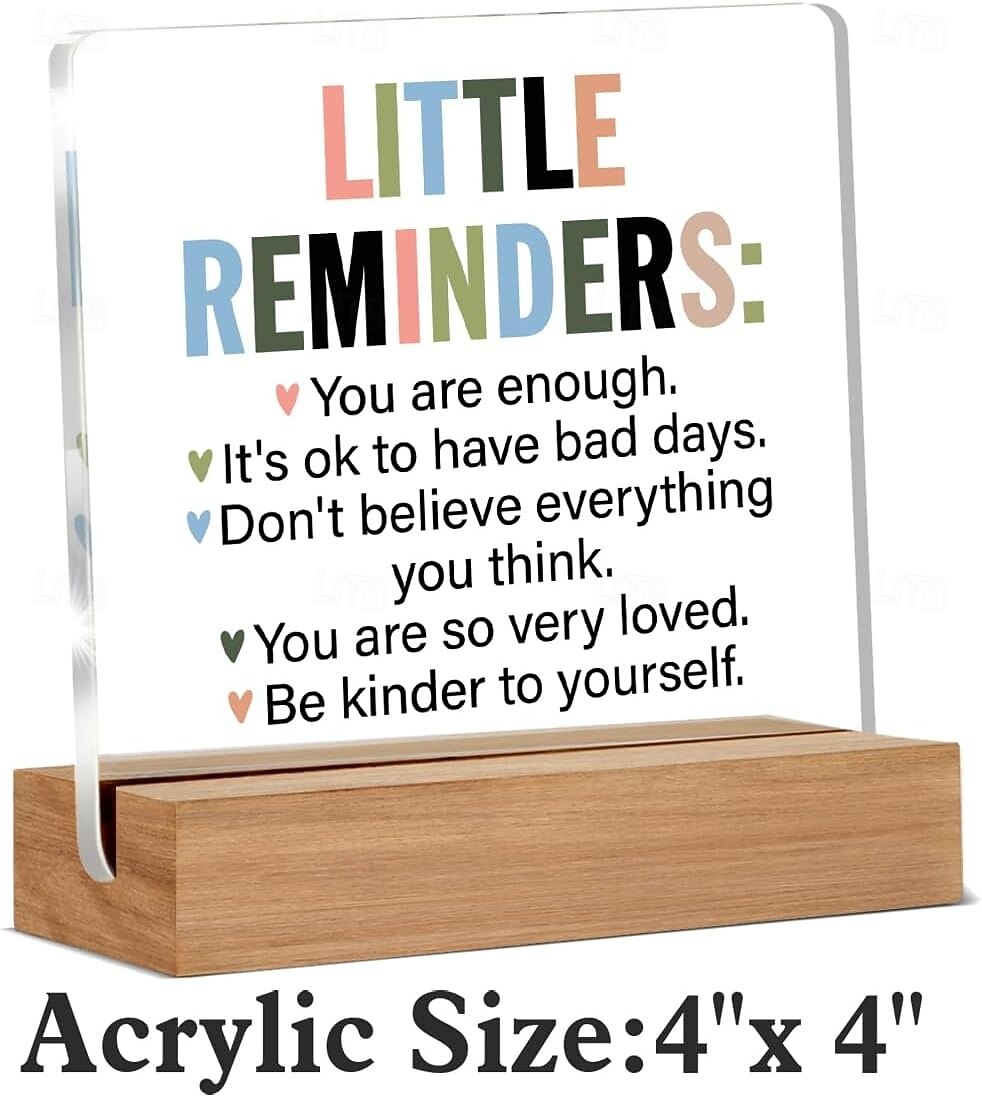 Inspirational Motivational Gifts Employee Appreciation Gifts Little Reminders You are Enough Clear Desk Decorative Sign Acrylic Sign With Wooden Stand for Office Desk Table Shelf 2026 - $9.99 –P3