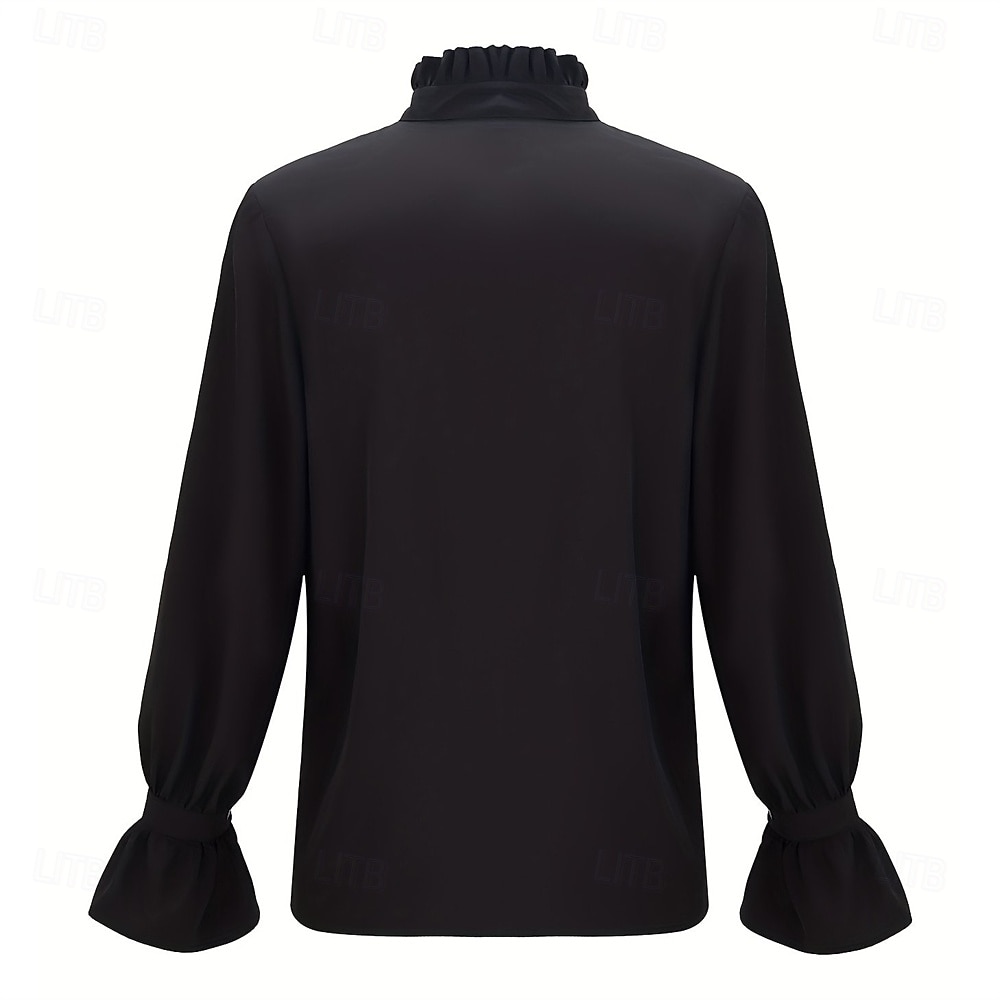 Gothic Medieval Renaissance Shirt Long Sleeves Vampire Pirate Bard Nobleman Lace up Ruffle Solid Color Fancy Dress Men's Royal Steampunk Halloween Carnival Renaissance Fair LARP Adults Shirt 2026 - $36.99 –P2