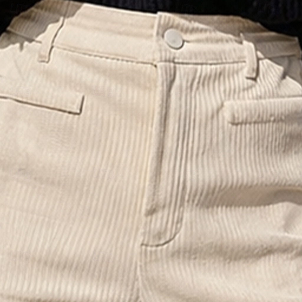 Women's Trousers Corduroy Pants Casual Pants Summer Pants Vacation Fashion Casual Daily Full Length High Waist Solid Color Plain Comfort Soft Breathable Inelastic Daily Outdoor Streetwear Apricot 2026 - $29.99 –P2