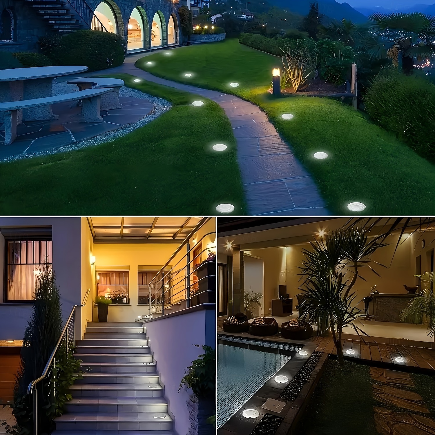 16 Pcs Outdoor Solar Garden Lights, IP44 Waterproof Pathway Lights with 8 LED Beads, Decorative Ground Stake Lights for Yard, Lawn, Flower Bed, Farm, Patio, Driveway, Landscape, Outdoor Decor 2026 - $53.99 –P7