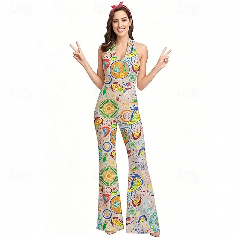 Retro / vintage Boho Anii 1970 Pantaloni cu clopot Salopetă Pantaloni evazați Hippie Disc Imprimeu Paisley Tribal Costume de fancy Pentru femei Halloween Carnaval Vacanță festival de muzică Festival 2026 - $29.99 –P2