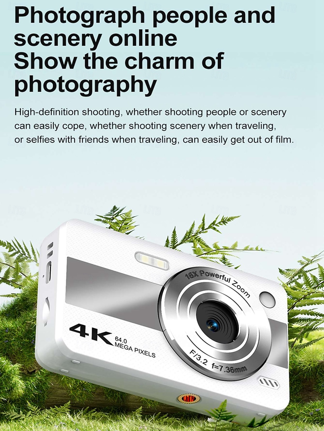 4K Digital Camera for Photography, 64MP Vlogging Camera for YouTube with 16X Zoom, Compact Point and Shoot Camera for Kids Teens Beginners Students, Portable Travel Camera with Fill Light 2026 - $51.99 –P6