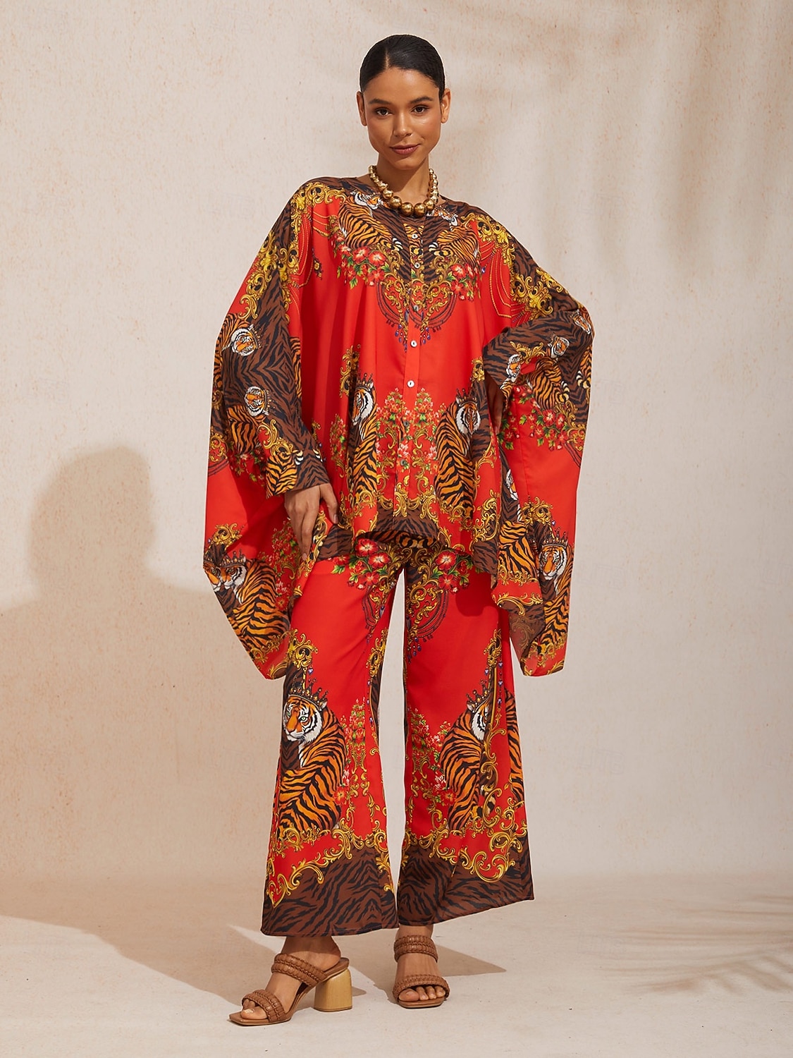 Scarlet Tigress Fließendes Chiffon-Hemd mit Dolman-Ärmeln 2026 - $79.99 –P6