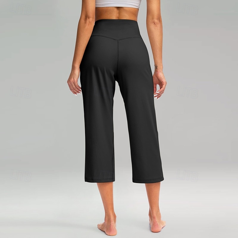 Women's Wide Leg Chinos Vacation Classic Style Basic Capris High Waist Plain Pocket Comfy Comfort Soft Stretchy Casual Gym Yoga Apricot Black White Army Green Spring Regular Fit 2026 - $8.49 –P11