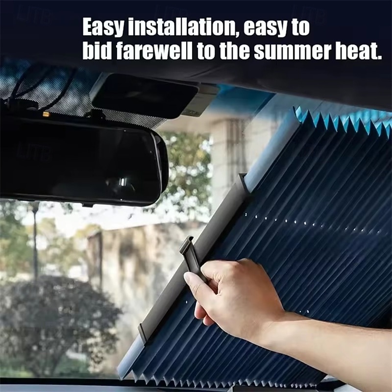 Retractable Car Windshield Sun Shade, Universal Accordion Pleated Sunshade for Front Window Blocks UV Rays & Heat, Easy Suction Cup Install Auto Blind for Car SUV Truck Sedan, Black 2026 - $19.99 –P1