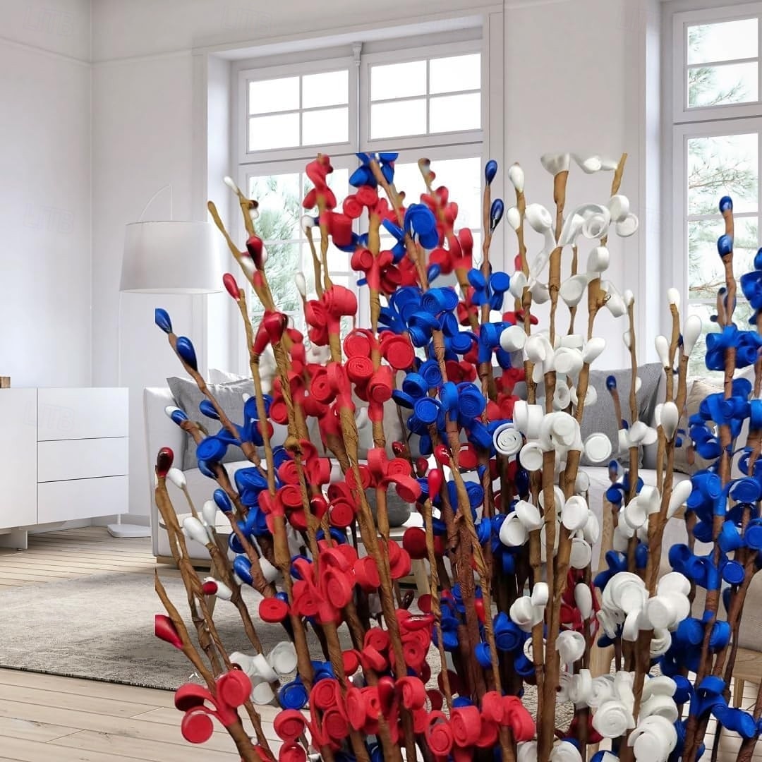 10pcs Red, White, and Blue Artificial Flowers, Patriotic Artificial Flower Picks, 29.5 Inches (Approx. 75 cm) Artificial Jasmine Flowers for Independence Day Decoration and Memorial Day Decoration 2026 - $28.99 –P6