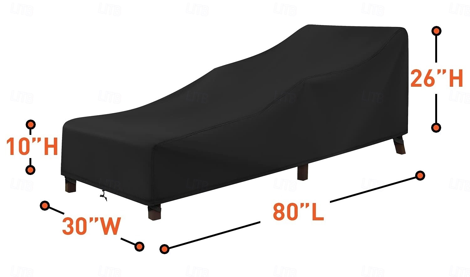 Vattentätt överdrag till schäslong i uteplatsen, 2-pack överdrag till poolstolar för stapelbara dynor och utemöbler, 200 x 76 x 61 cm h, svart 2026 - BHD 8.27 –P5