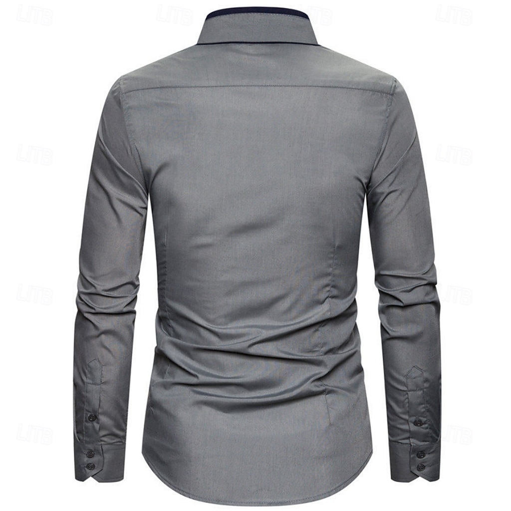 2026年 男性用 シャツ ドレスシャツ ボタンダウンシャツ 純色 アウトドア ビジネス ブルー ブラック ホワイト ピンク 長袖 折襟 夏 春 衣類 ボタン  コレクション – $22.99 –P17