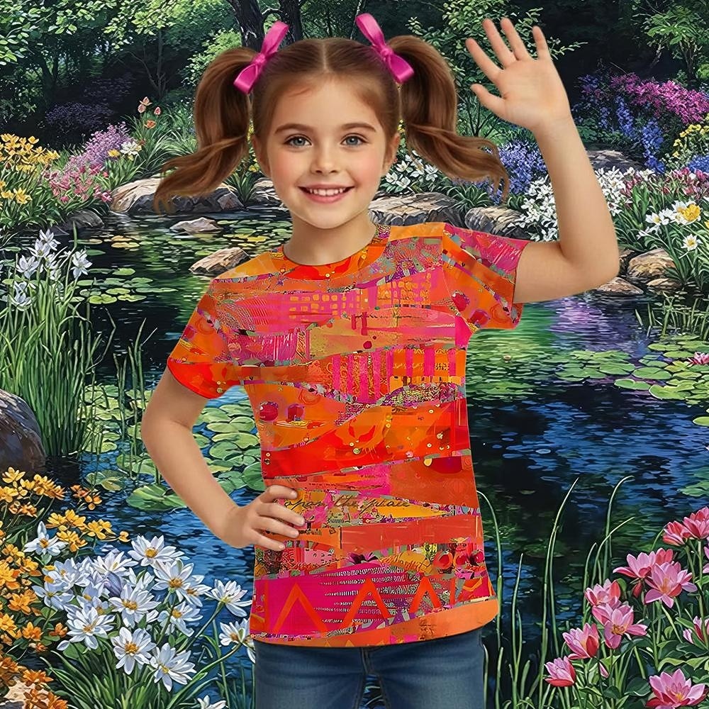 Fille 3D Graphique Géométrique T-shirt Manche Courte Impression 3D Été Printemps Sports Mode Streetwear Enfants 5-12 ans Col Rond Occasionnel Quotidien Extérieur Coupe régulière de 2026 ? $13.49 –P8