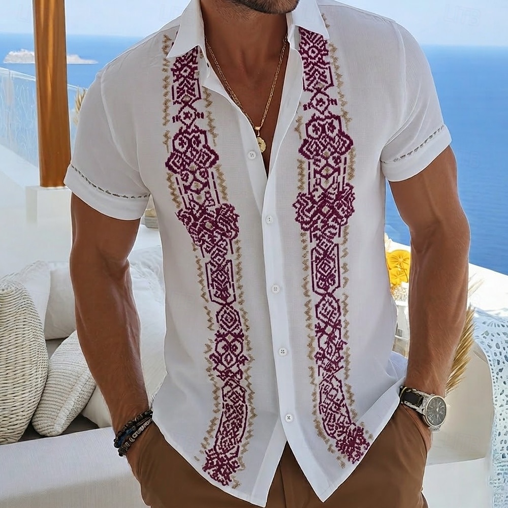 Homme Géométrique Ethnique Art abstrait Chemise Chemise Guayabera Chemise Boutonnée Manche Courte Vintage Rétro Quotidien Extérieur Vacances Été Printemps Col Rabattu Impression 3D Chemise en lin de 2026 ? $25.99 –P3