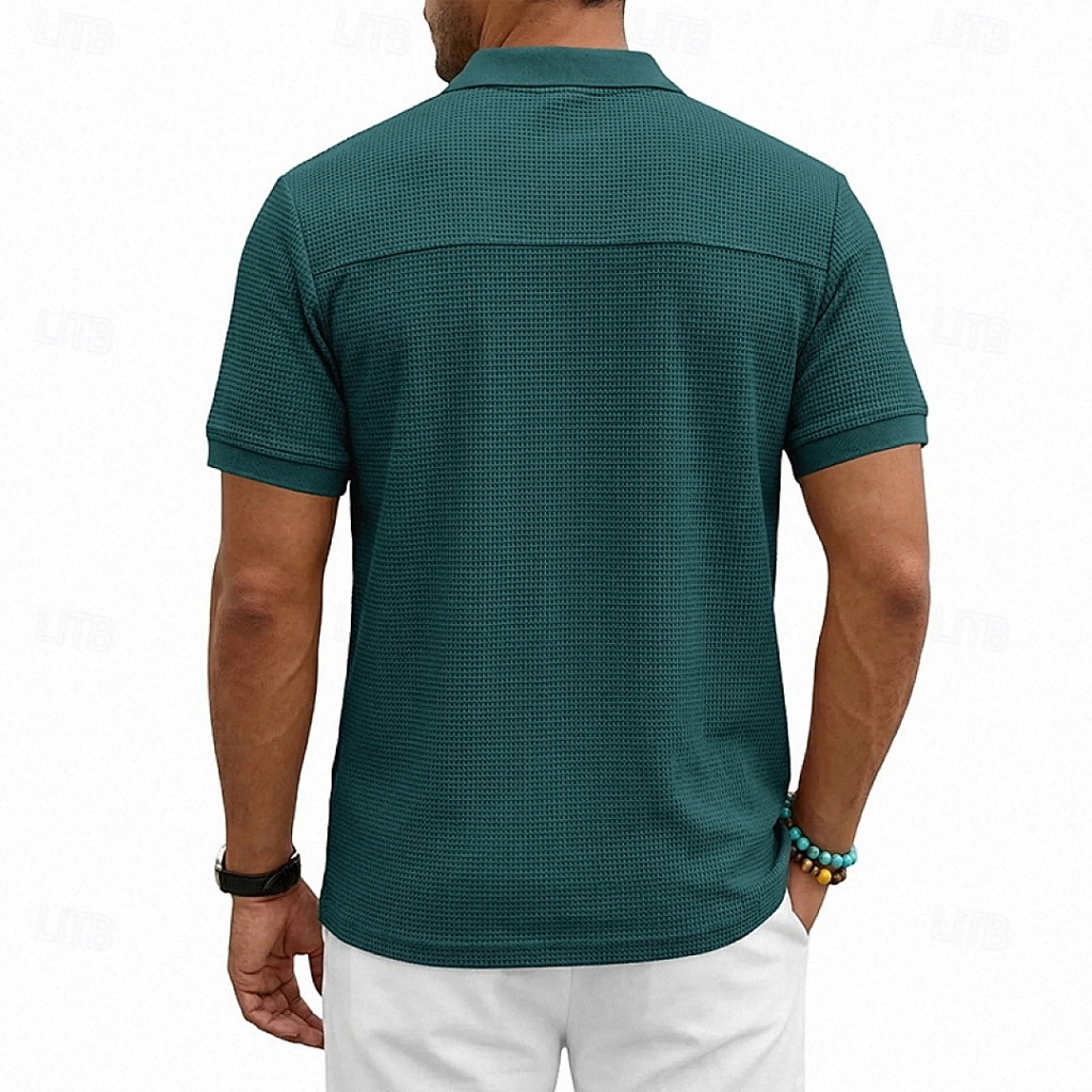 Per uomo Magliette Polo a Nido d'Ape Polo Casuale Streetwear Bavero Manica Corta Essenziale Moderno Semplice Tasca Leggero Estate Primavera Vestibilità regolare Nero Bianco Blu marino Verde scuro del 2026 a $21.99 –P20