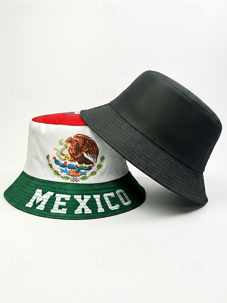 Chapéu bucket masculino reversível em poliéster, estampa da bandeira do México, chapéu leve para torcedores de futebol, ideal para dias de jogo, esportes casuais e atividades ao ar livre. de 2026 por $11.99 –P4