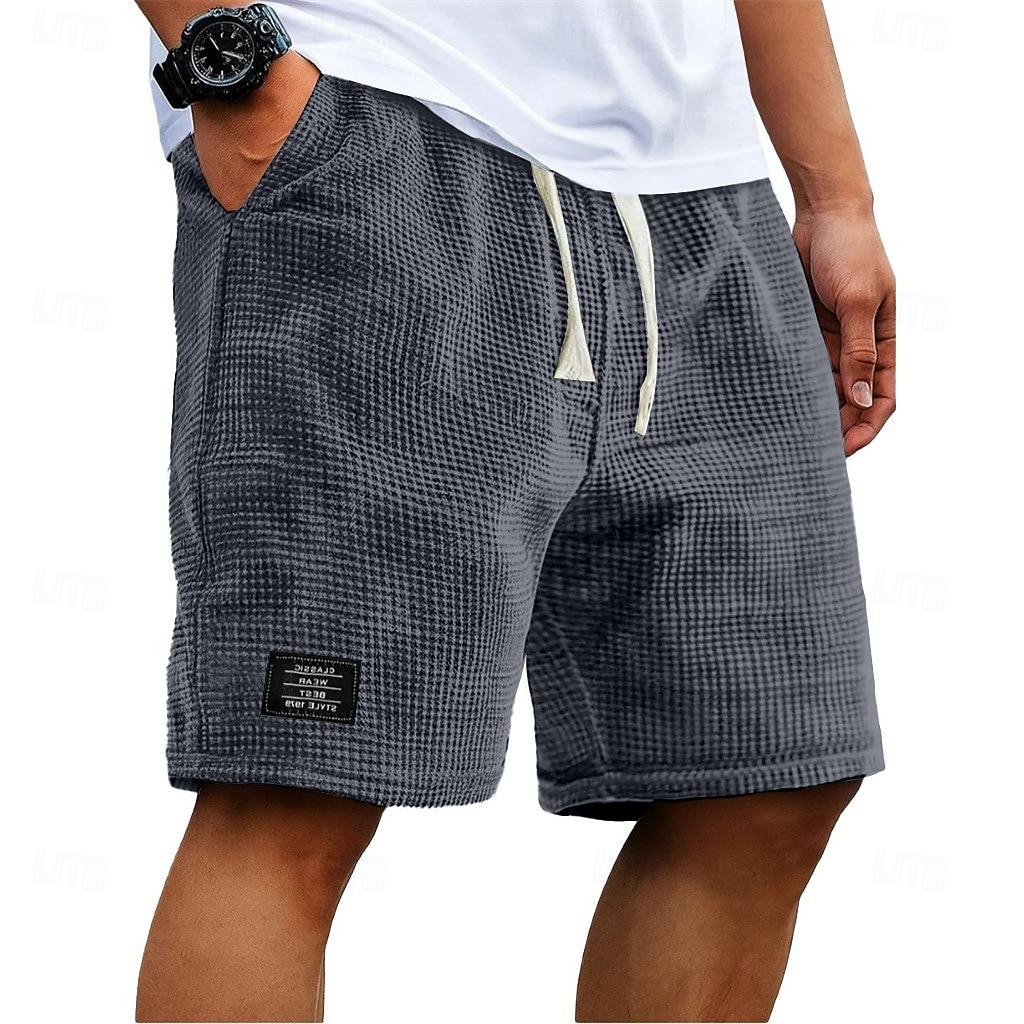 Муж. Вафельные шорты Летние шорты Пляжные шорты Повседневные шорты Кулиска Эластичная талия Сплошной цвет Комфорт Длина колена Повседневные на открытом воздухе Уличная одежда Отпуск Мода 2026 - $21.99 –P5