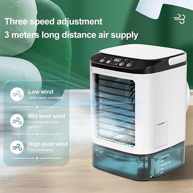 Ventilatore condizionatore portatile, raffrescatore evaporativo personale da 1400 ml con 10 ore di autonomia, ventilatore da tavolo con umidificatore a nebulizzazione, mini condizionatore a 3 velocità del 2026 a $62.99 –P2
