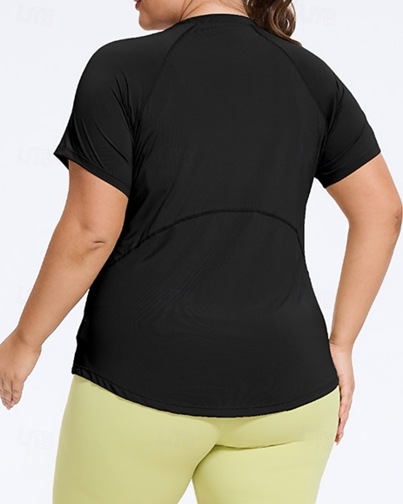 Women's Yoga Tops Workout Tops Crew Neck Skin Friendly Lightweight Comfortable Plus Size Short Sleeve Sports Solid Color Top For Gym Workout Running Fitness Loose Fit Activewear 2026 - $22.99 –P2