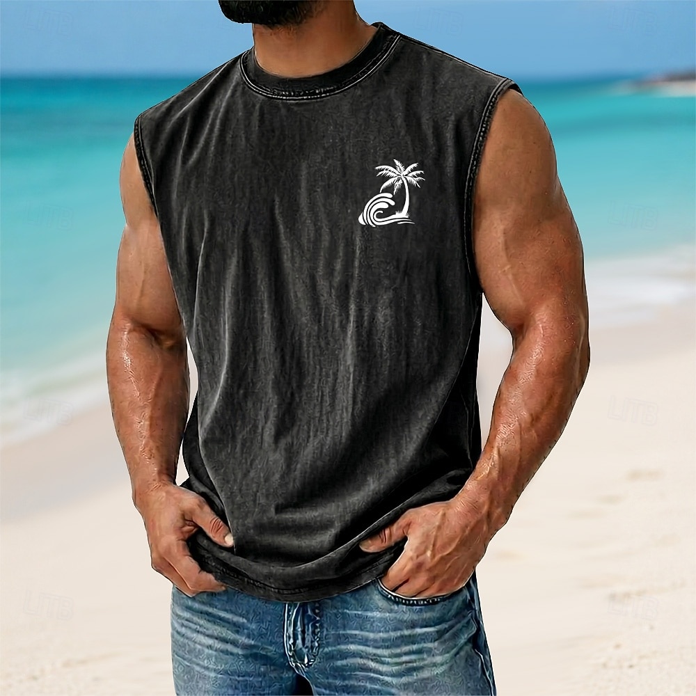 Per uomo Palma di Cocco Maglietta smanicata T-shirt con lavaggio acido Canottiera Senza Maniche maglietta Stampa Grafica Girocollo Camicia Vacanza Tropicale Moda Quotidiano Vacanza Spiagge Nero del 2026 a $17.99 –P2