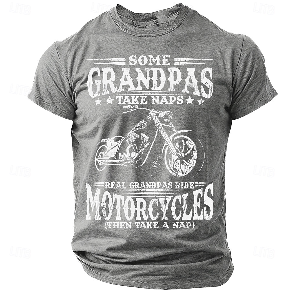 بعض الأجداد يأخذون قيلولة، والأجداد الحقيقيون يركبون الدراجات النارية. تي شيرت رجالي برسومات فكاهية، بأكمام قصيرة ورقبة دائرية، مناسب للارتداء اليومي، متوفر بمقاسات S، M، L، XL، XXL، XXXL. 2026 - RON 88.6 –P9