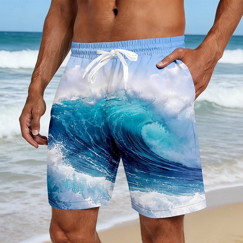 Hombre Agua de mar Olas del océano Boxers de Natación Trajes de baño, bañadores cortos Pantalones de Surf Media cintura Hawaiano vacaciones en la playa Bolsillos laterales Forro de malla Cintura 2026 - $20.99 –P2