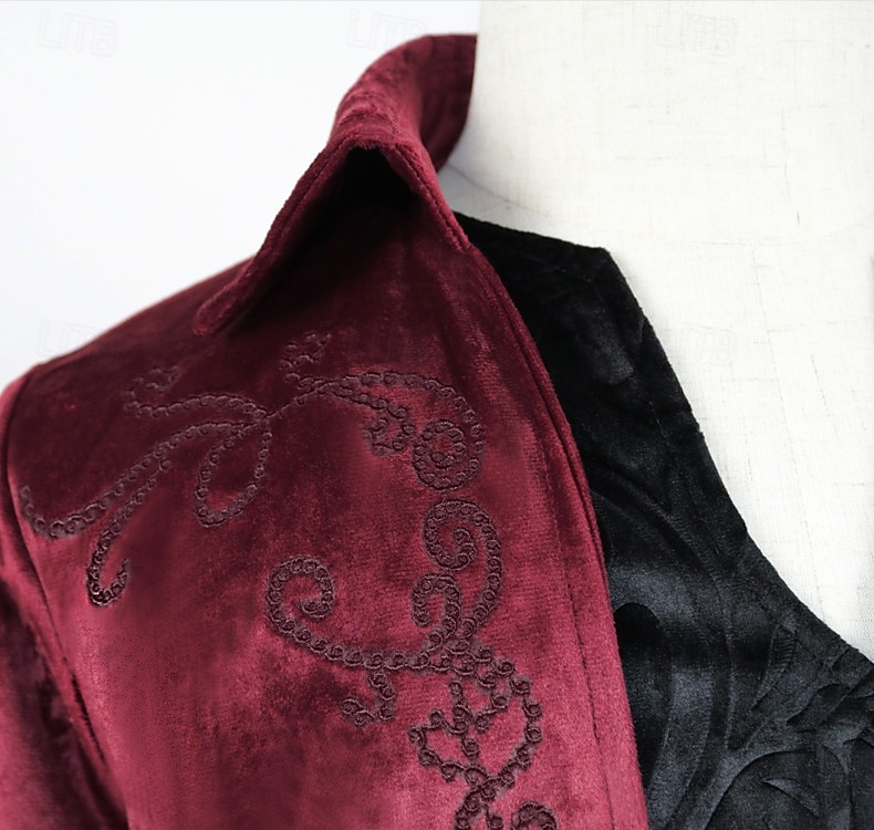 Retro Vintage Punk & Gothic Medieval Coat Tailcoat Prince Nobleman Jacquard Fancy Dress Men's Ebenezer Scrooge Elf Royal Steampunk Masquerade Party Adults Coat Christmas 2026 - $52.99 –P6