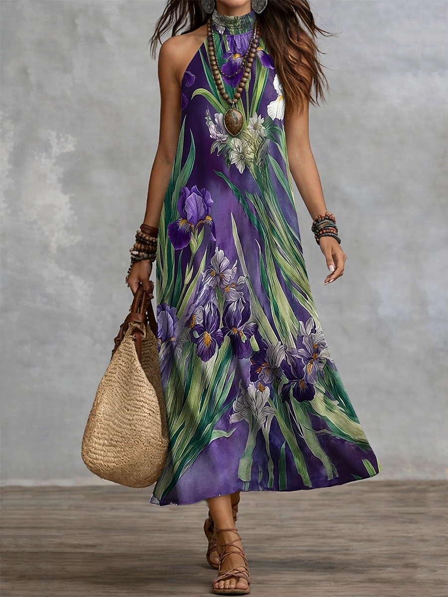Women's Maxi Dress Chiffon Dress Casual Dress Swing Dress Boho Chic Dresses  Bohemia Vacation Tropical Beach