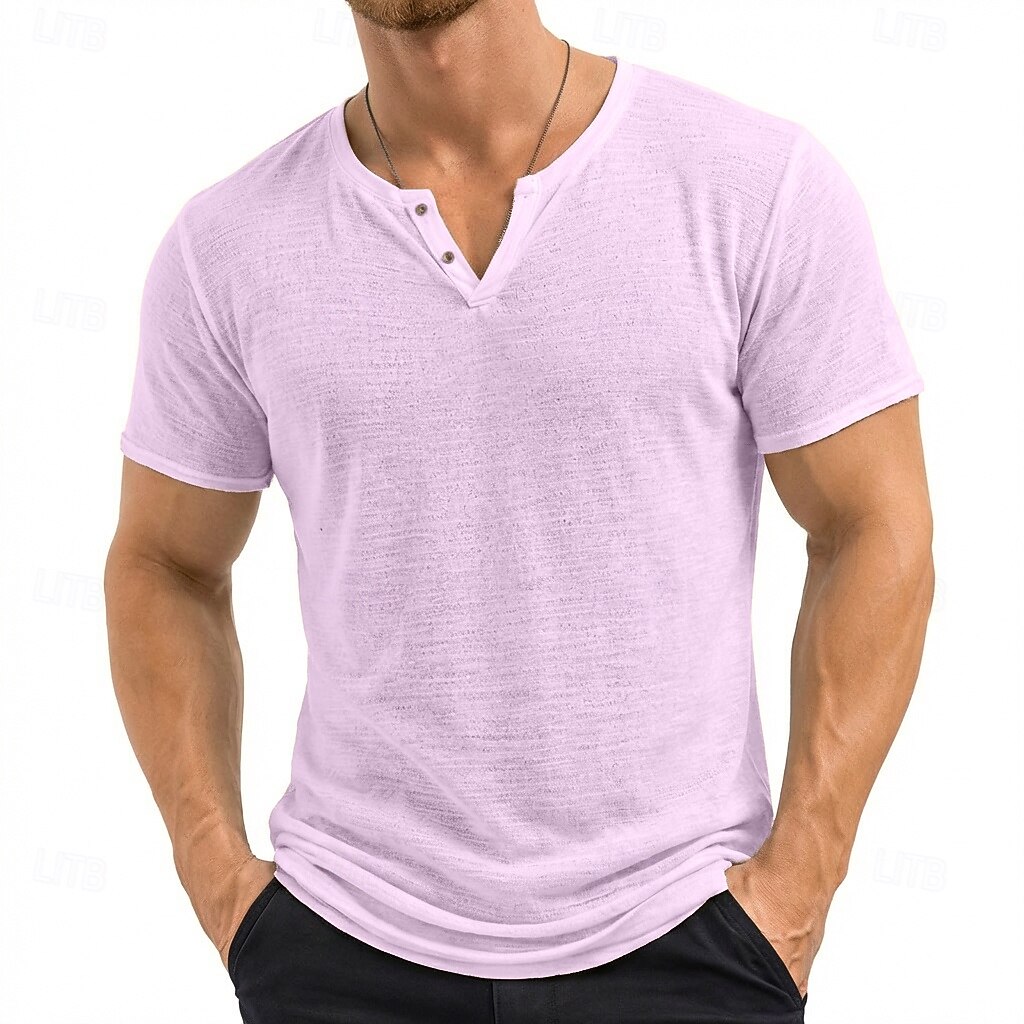 Homens Camiseta camiseta de tricô T-shirt Manga Curta Decote V Verão Côr Sólida Textura Moda Leve Básico Com Transparência Tricotado Puro Casual Férias Rua Preto Roxo Verde Top Tee para Homens de 2026 por $16.49 –P2