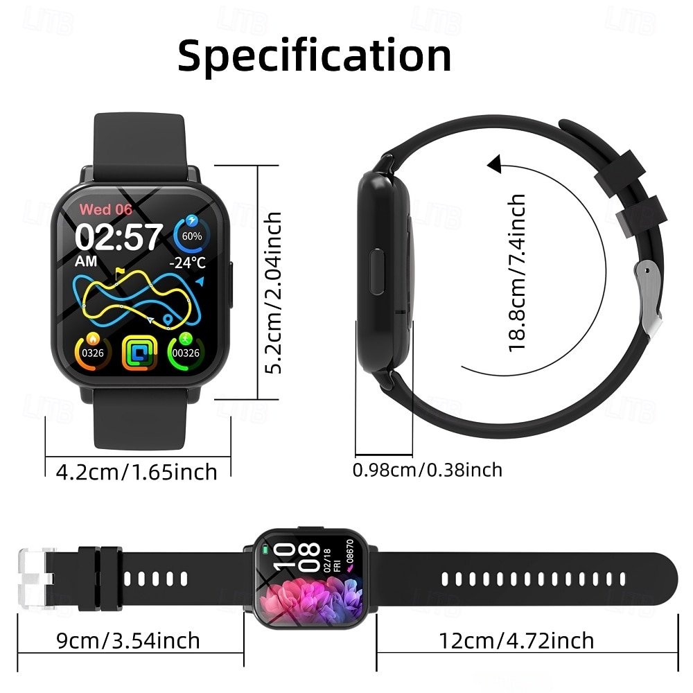 Chytré hodinky pro muže a ženy, fitness tracker s vlastní tapetou, monitor tepové frekvence a spánku, SpO2 monitor, vodotěsnost IP68, krokoměr, hudba &ovládání kamery, počasí, alarm pro Android, 2026 - $25.99 –P8