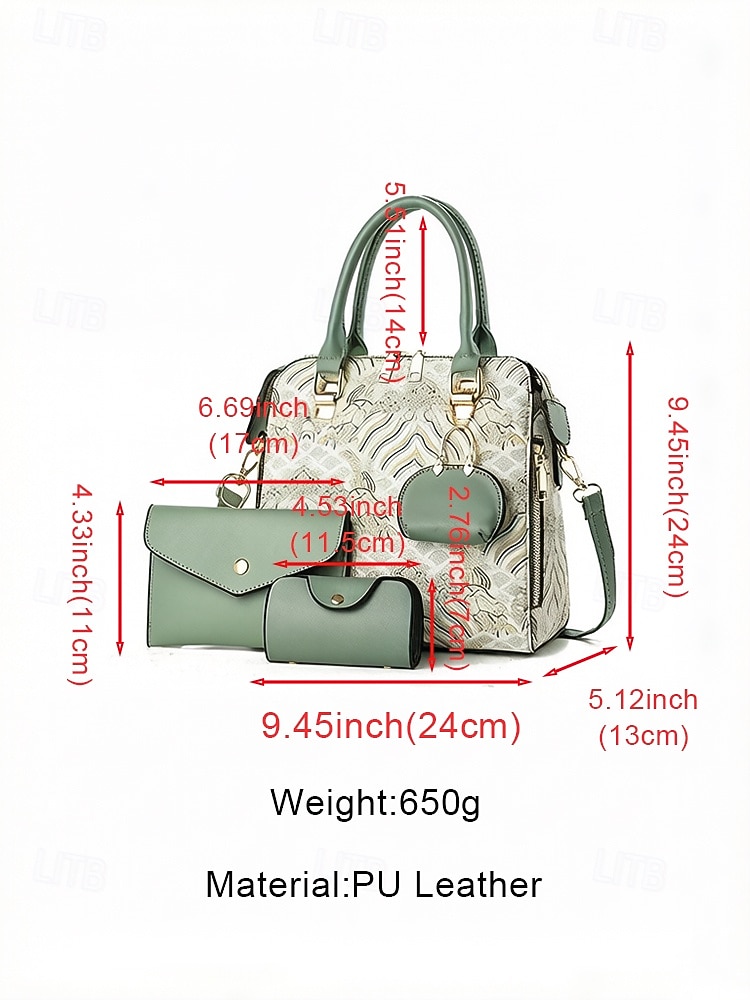 Women's Embroidered Pattern Faux Leather Satchel Handbag Set, Multi-Color 3-Piece Mother-Daughter Bag Purse Set for Party, Work, Commuting, and Everyday Elegant Wear 2026 - $29.99 –P16