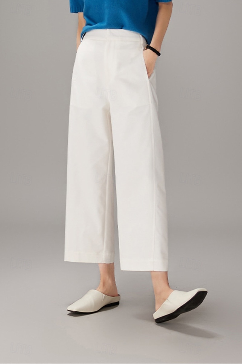 Women's Wide Leg Chinos Vacation Full Length High Waist Comfortable Micro-elastic Daily White Navy Blue khaki Summer Spring Loose Fit 2026 - $44.99 –P7