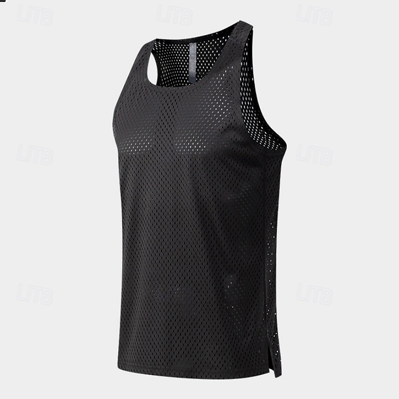 Herre Ensfarget Treningstank topp Singlet til jogging Gymtopp Sommer Vår Netting Ermeløs Hurtigtørkende Komprimering Fukttransport Pustende Treningsøkt Løp Vandring Jogge Blå Svart Hvit Sports 2026 - $16.99 –P11