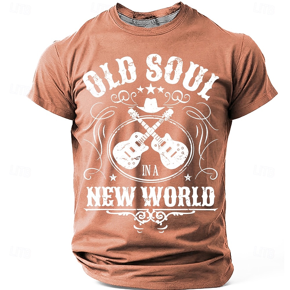 Men's Old Soul In A New World Crossed Guitars Cowboy Hat Stars Vintage Distressed Country Music Retro T Shirt Tee Graphic Regular Fit Casual Concert Gift Designer Clothing Apparel S M L XL XXL XXXL 2026 - $18.99 –P7