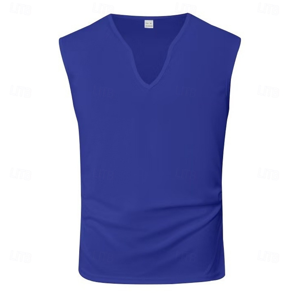 Herr Linne Väst Undertröjor Ärmlös tröja Ärmlös V-hals Sommar Vår Slät Mode Sportig Klassisk Slät Gym Gata Sport Vin Topp t-shirt för män 2026 - $13.49 –P15