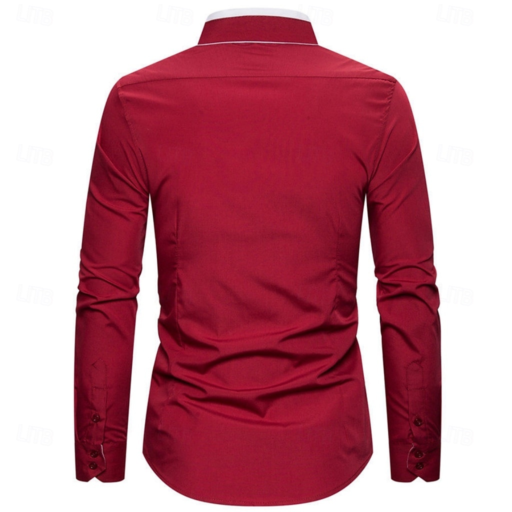 2026年 男性用 シャツ ドレスシャツ ボタンダウンシャツ 純色 アウトドア ビジネス ブルー ブラック ホワイト ピンク 長袖 折襟 夏 春 衣類 ボタン  コレクション – $22.99 –P5