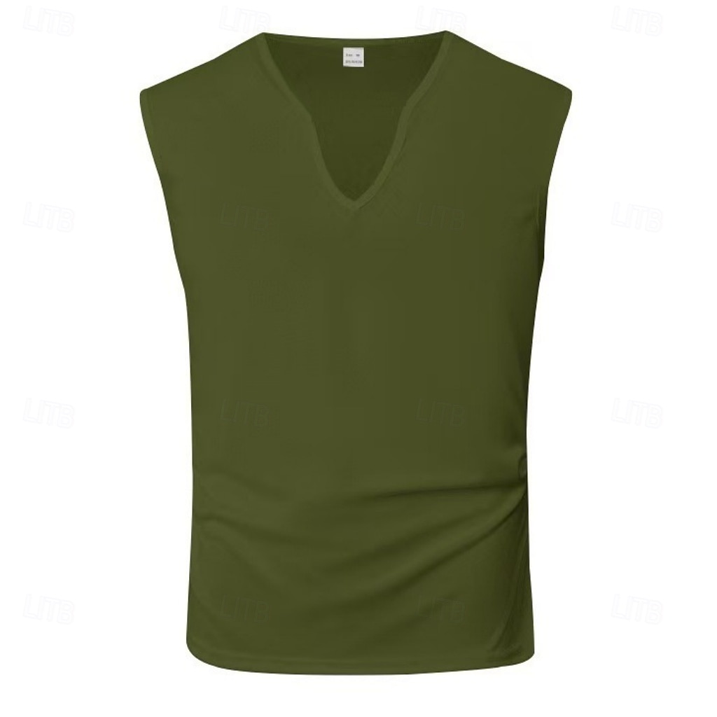 Herr Linne Väst Undertröjor Ärmlös tröja Ärmlös V-hals Sommar Vår Slät Mode Sportig Klassisk Slät Gym Gata Sport Vin Topp t-shirt för män 2026 - $13.49 –P1