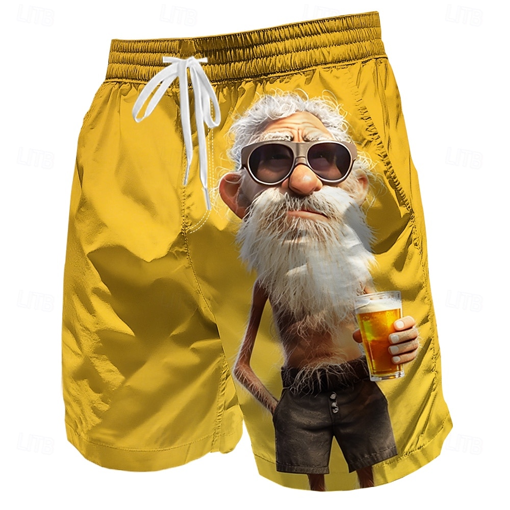 Herr Rolig Öl Gammal man Badshorts Boardshorts Medium Midja Retro / vintage Utomhus Semester Vardag Sidfickor Mesh foder Elastisk dragsko i midjan Designer Kläder 2026 - $20.99 –P5